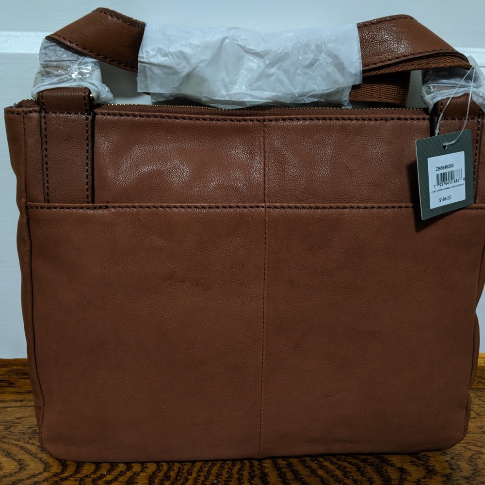 NWT Fossil Corey Large Brown Leather Crossbody Bag - Picture 5 of 7